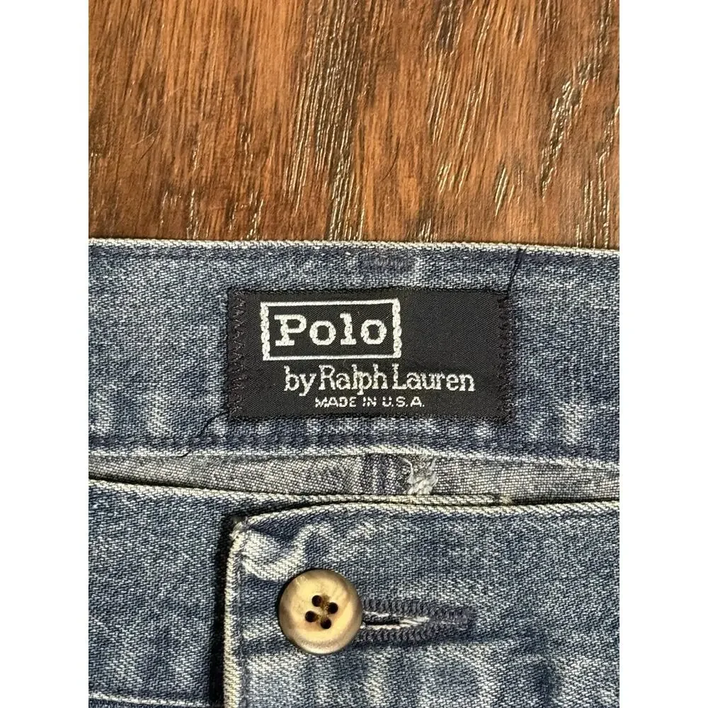 Vtg Polo Ralph Lauren USA Made Pleated Denim Jeans 36x34 (36x28) Wide Leg 90s